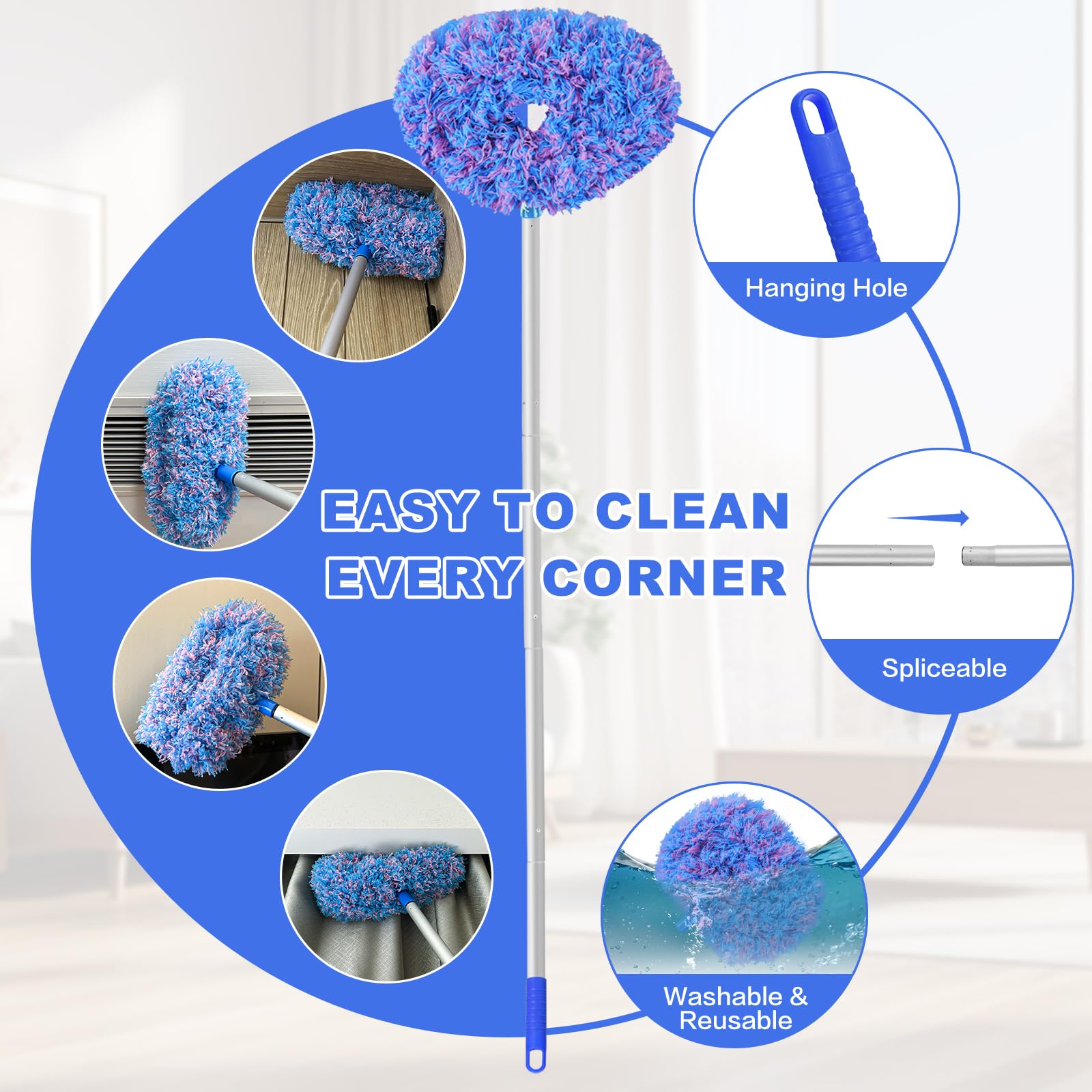 Heonay ceiling fan cleaner features hanging hole for simple storage after use.