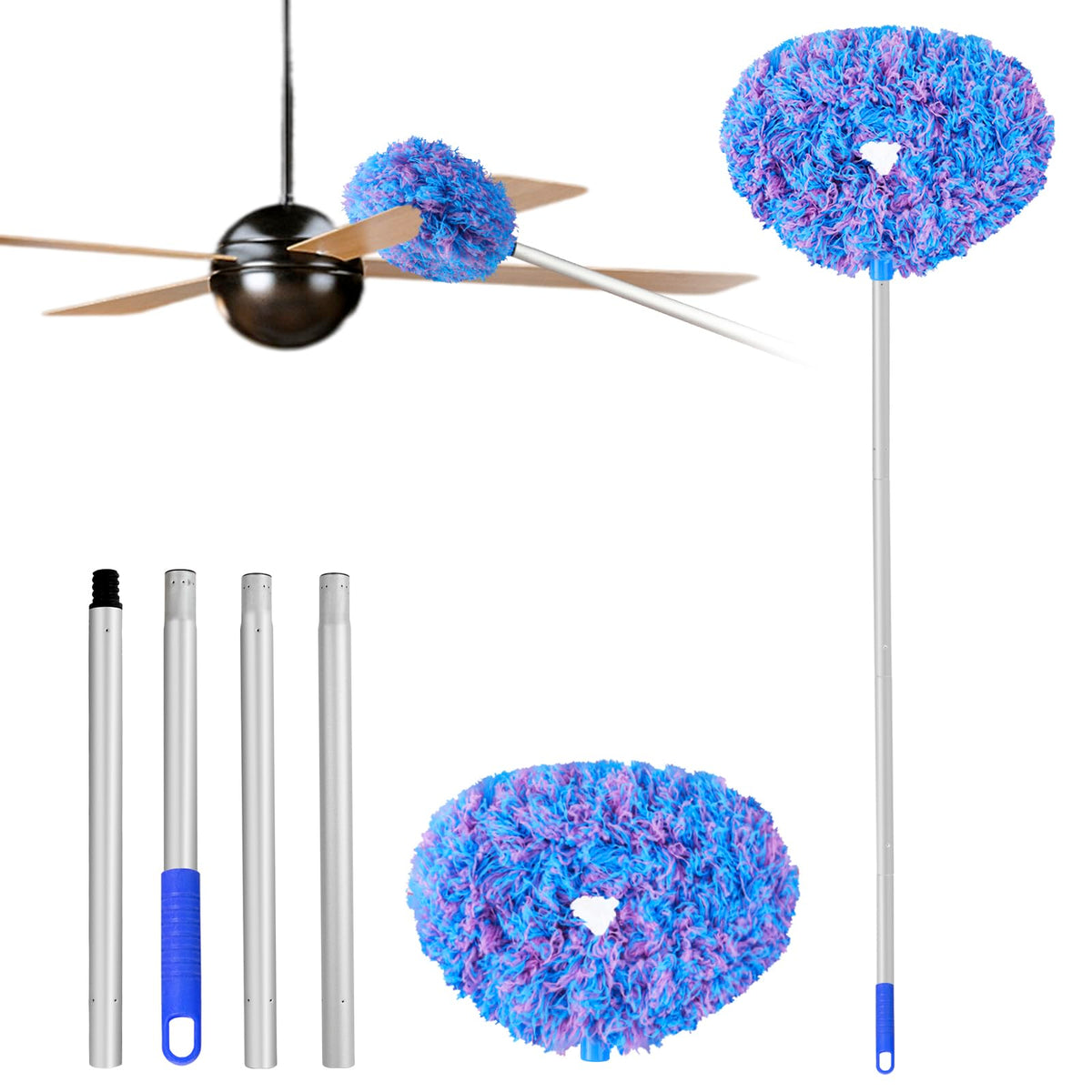 Heonay ceiling fan cleaner with extendable pole reaches high blades for easier dust removal.