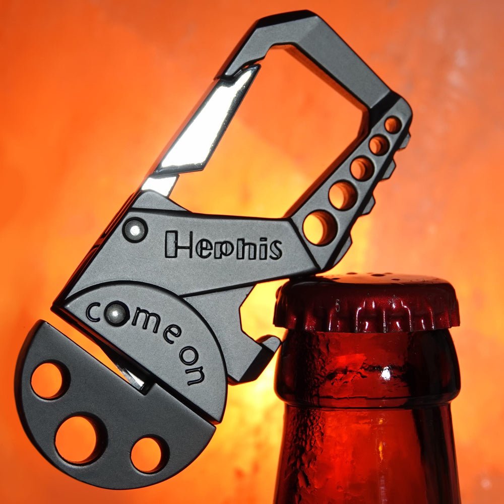 Hephis Skull Heavy Duty Key Chain bottle opener view demonstrates easy leverage and built in tool.