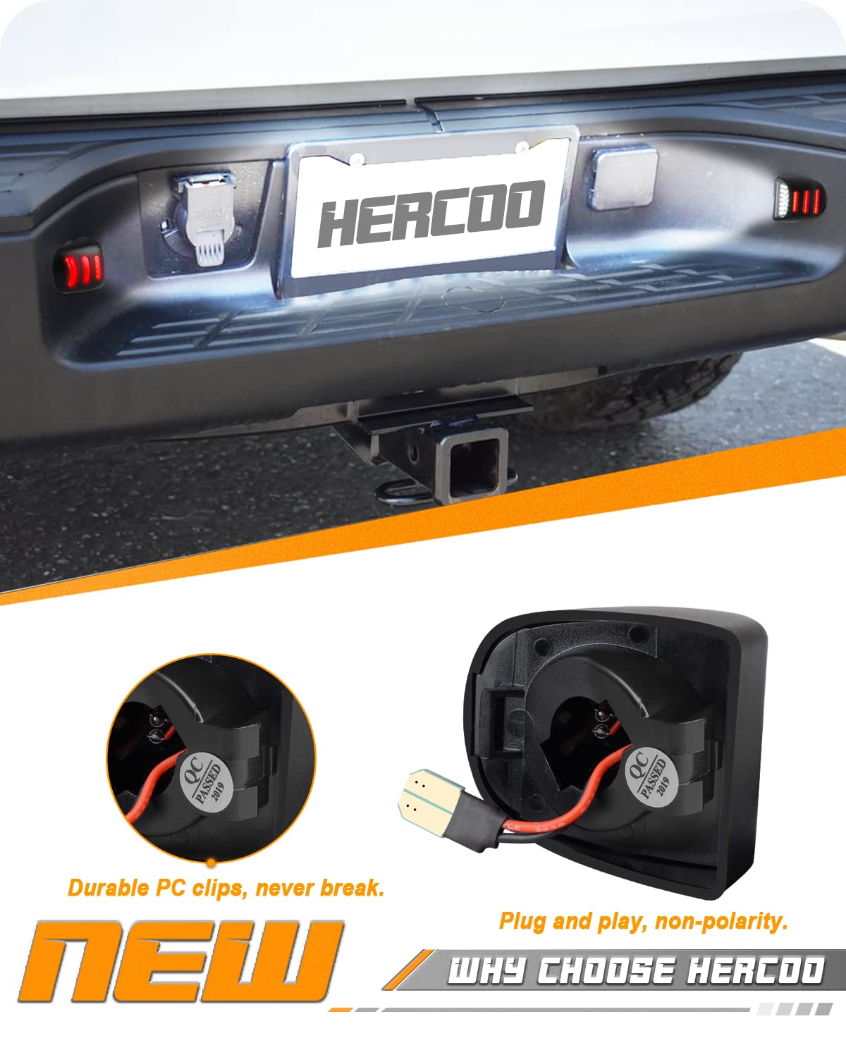HERCOO red OLED neon tube license plate light enhances night visibility on Escalade EXT.