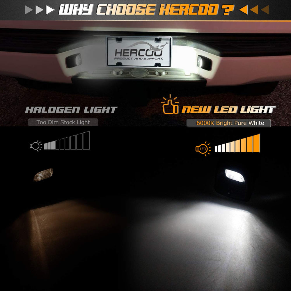 HERCOO LED license plate light on a Toyota Tacoma for enhanced rear illumination