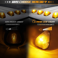 HERCOO LED roof lights cab marker bulbs provide amber illumination.
