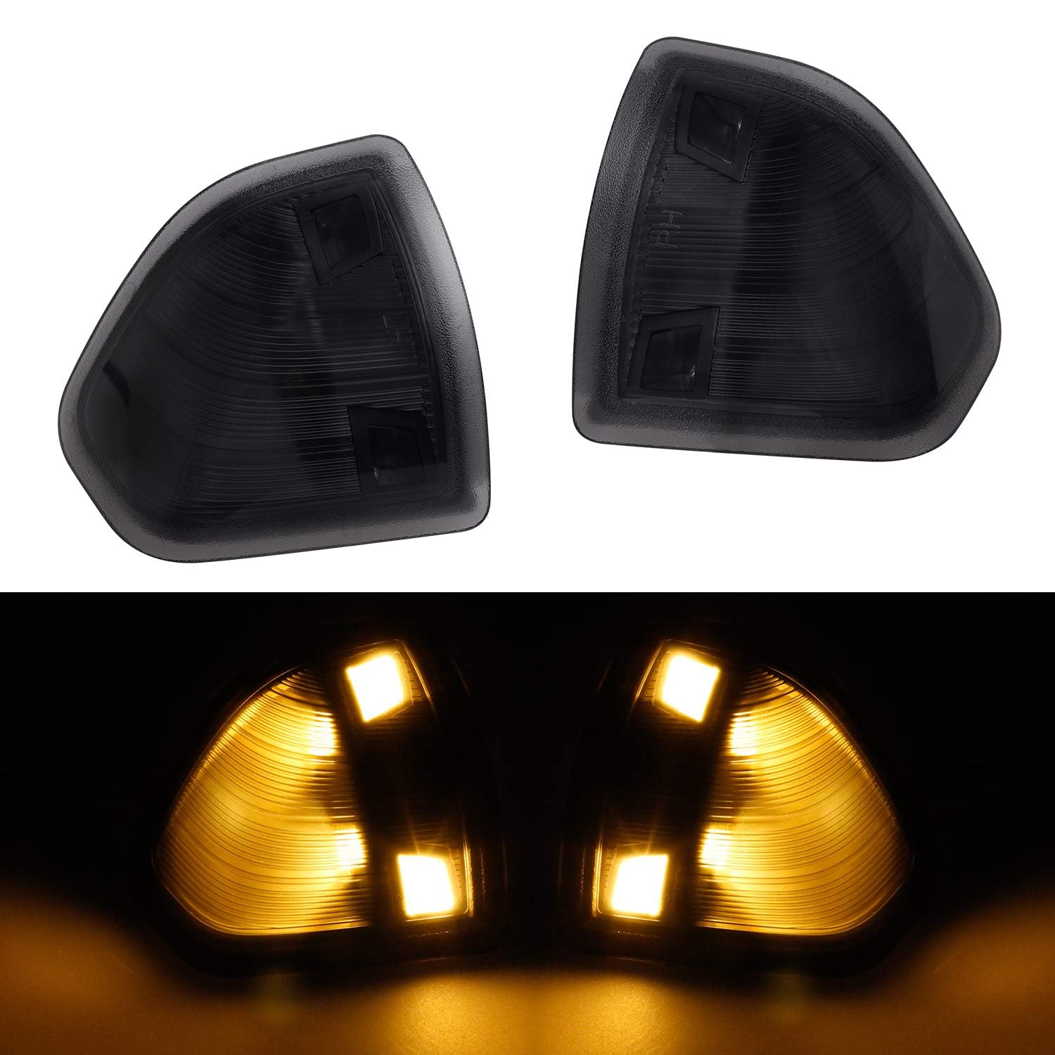 HERCOO LED left side mirror signal with smoked lens improves visibility on Dodge Ram