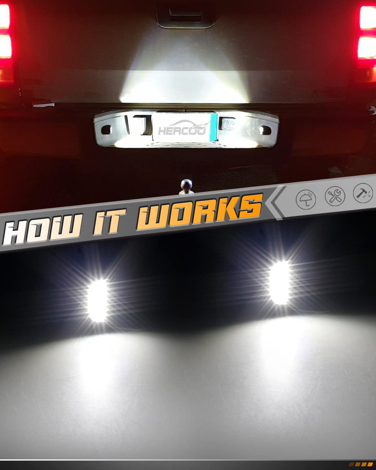 HERCOO IP68 waterproof license plate light lens resisting moisture and scratches