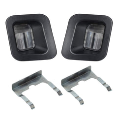 HERCOO license plate light lens black cover pair enhances rear aesthetics and weather resistance.