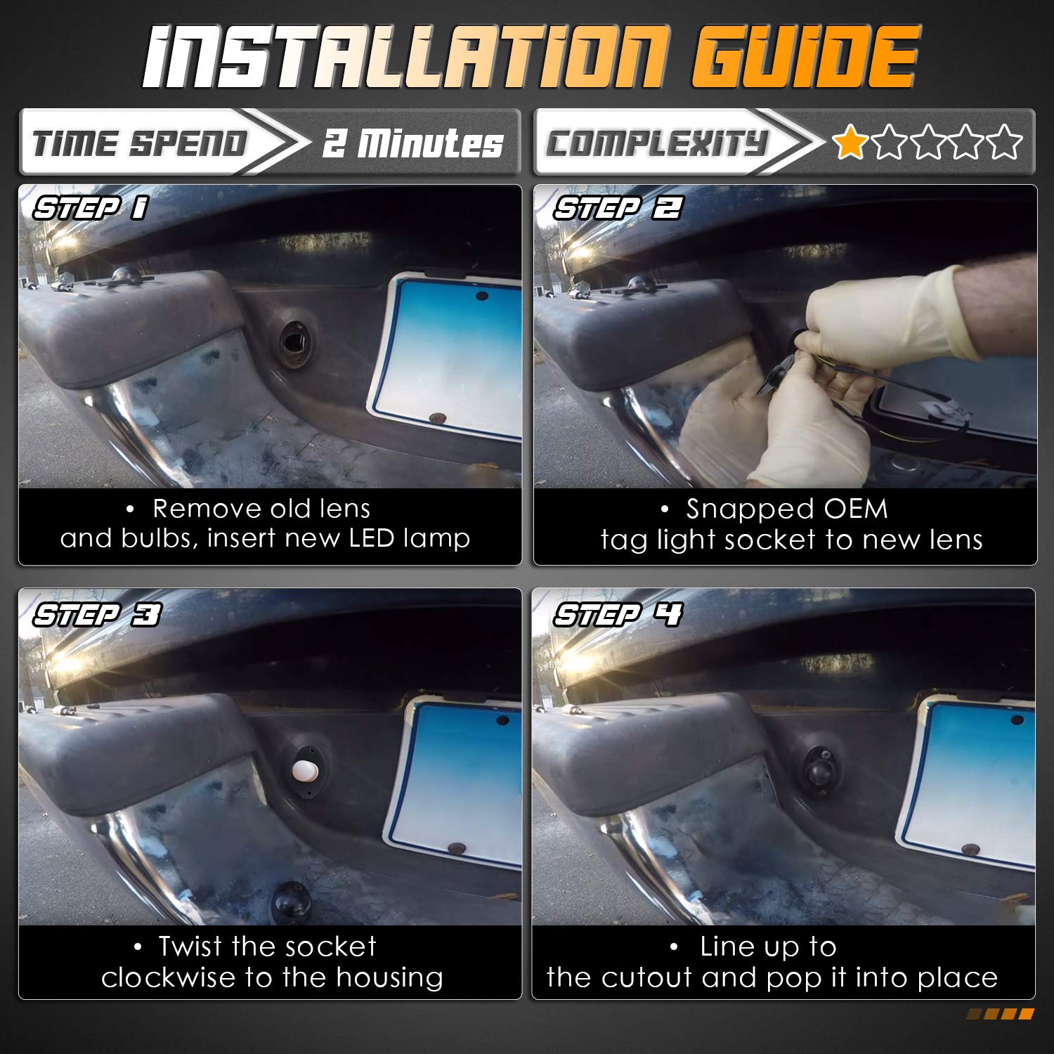 HERCOO Ram 1994-2002 compatibility license plate light for easy upgrade.