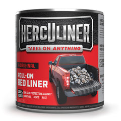 HERCULINER roll-on application shows a durable textured finish that resists rust