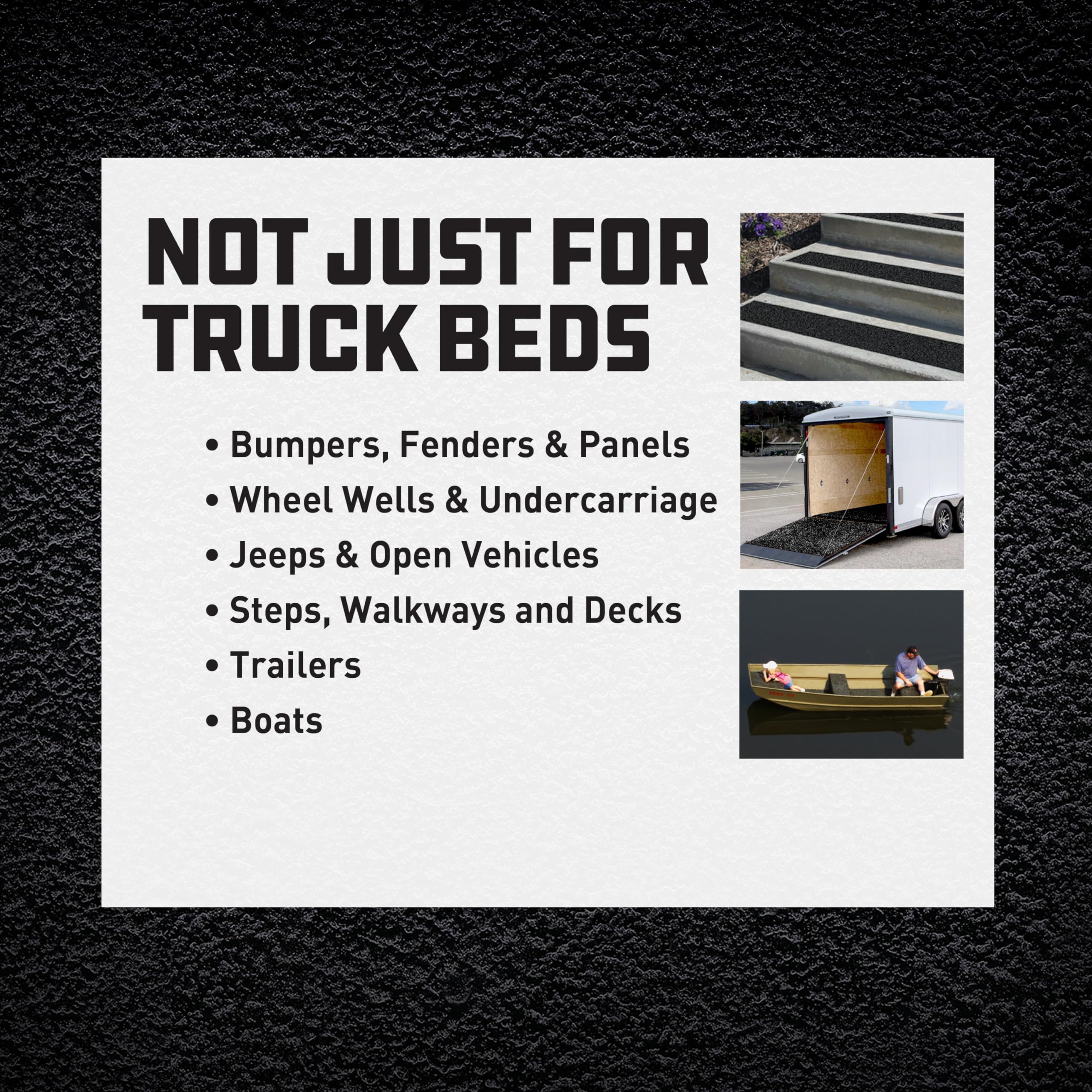 HERCULINER textured finish close-up highlights a skid-resistant surface for safer use