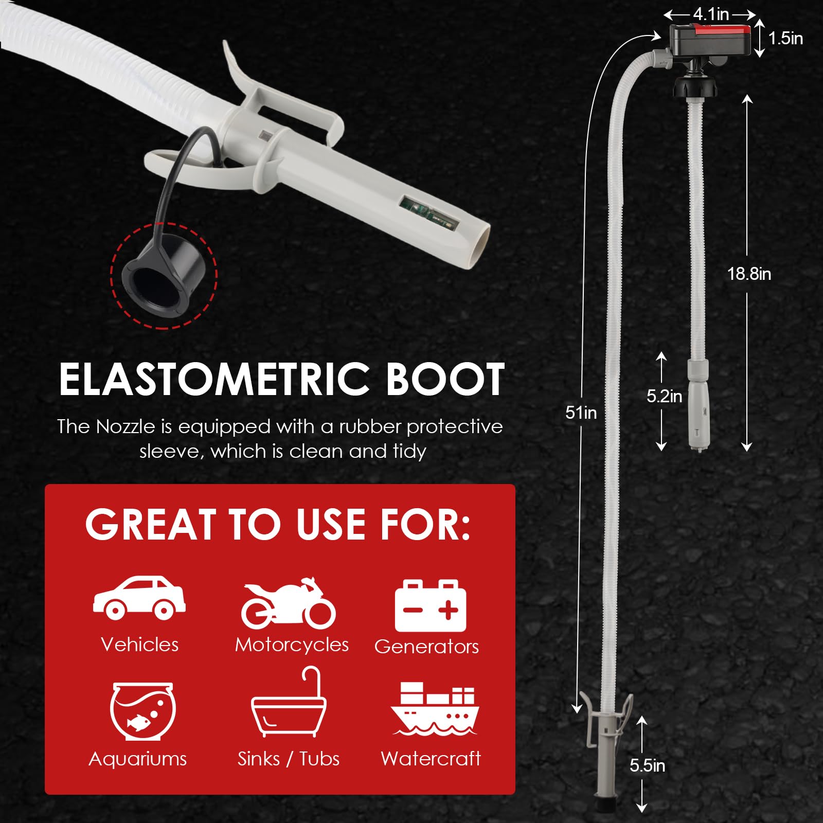 HERMOCE battery-powered operation lets you transfer fuel anywhere.