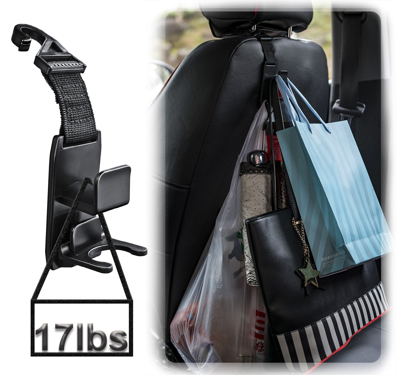 Heroway heavy-duty design holds purses and groceries securely.
