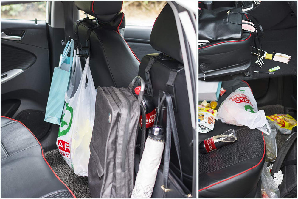 In-car organization use demonstrates tidy space for bags and groceries