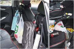 In-car organization use demonstrates tidy space for bags and groceries