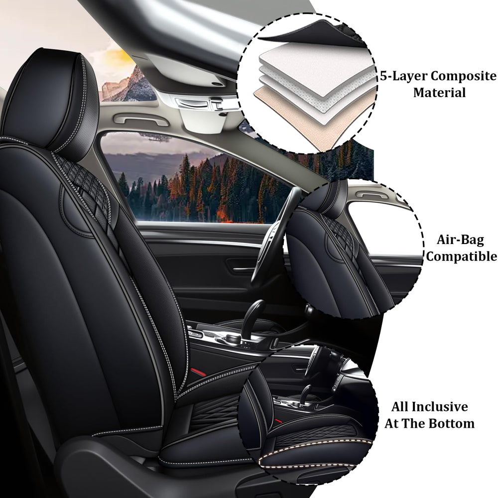 HESHS Bronco seat covers full set black rear row guards against wear.