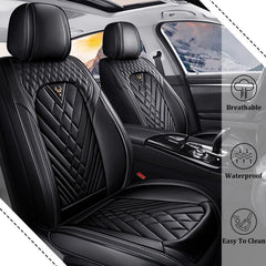 HESHS waterproof Nappa leather car seat covers in black protect interiors.