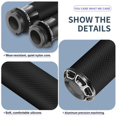 HEYOMOTOR handlebar grips non-slip texture demonstrates secure grip in wet weather.