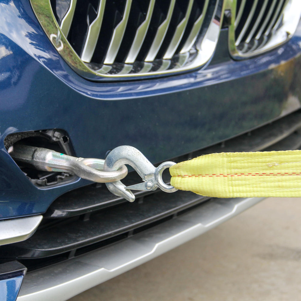 HFS tow strap two-safety-hooks for quick secure attachment