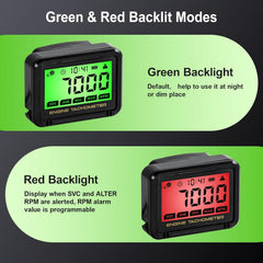 HFWHOK digital tachometer display shows RPM and hours clearly