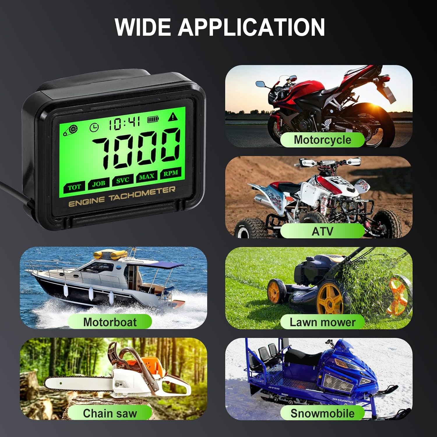 HFWHOK tachometer suits mowers, motorcycles, snowmobiles, and more