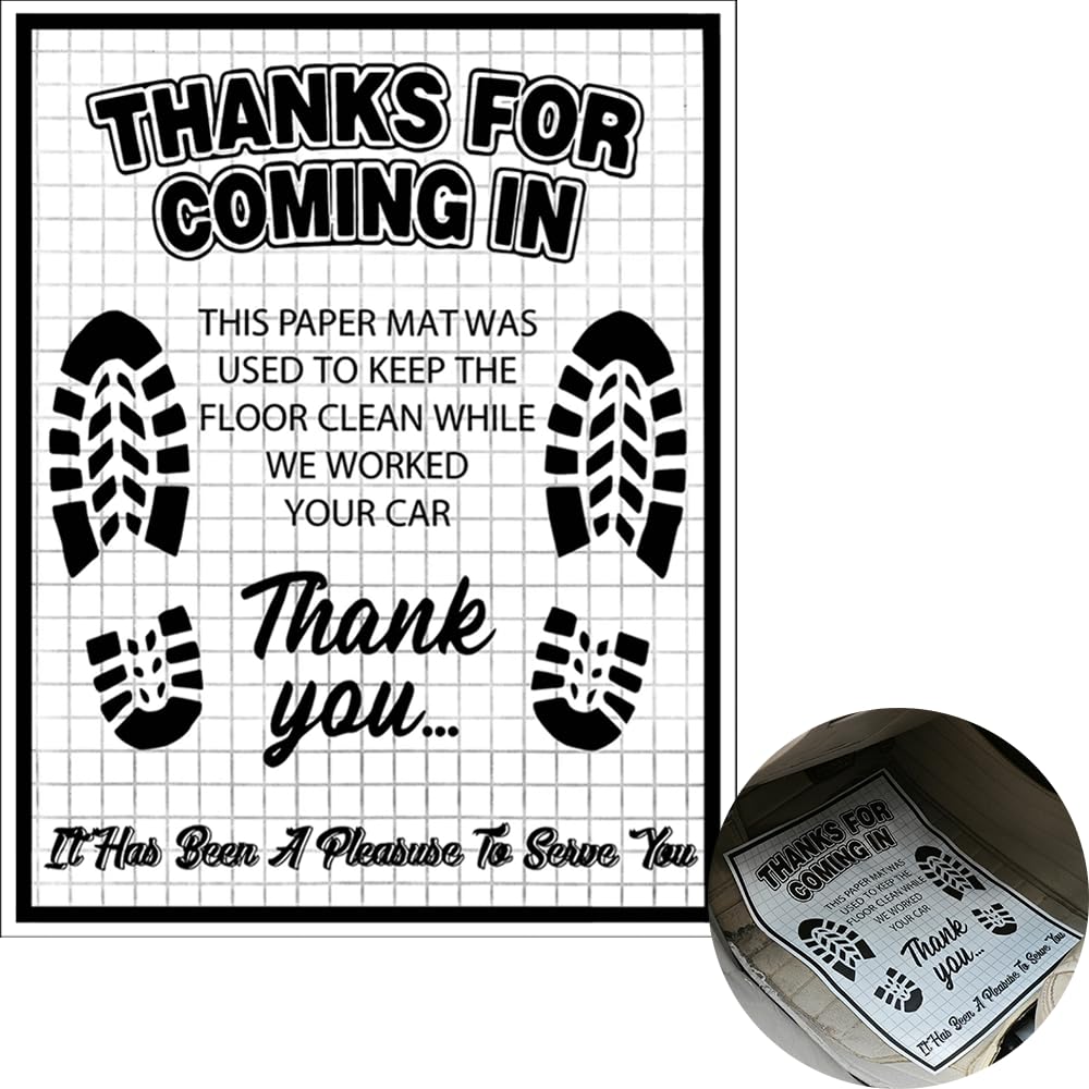 HGJDLM car paper floor mats 20x16 white pack protects floors during detailing