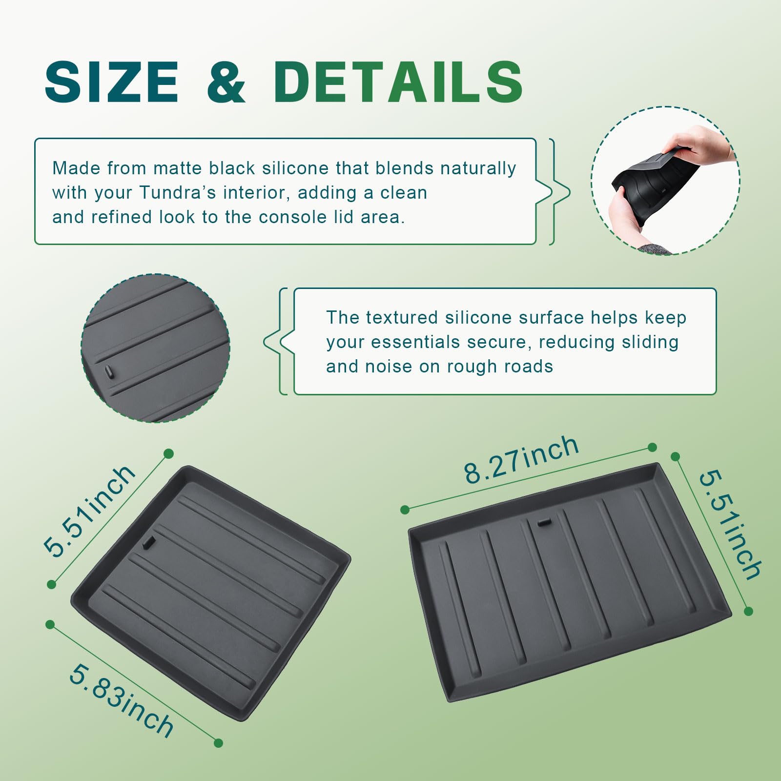 HGWEI anti-slip console mat reduces rattles inside the cabin.