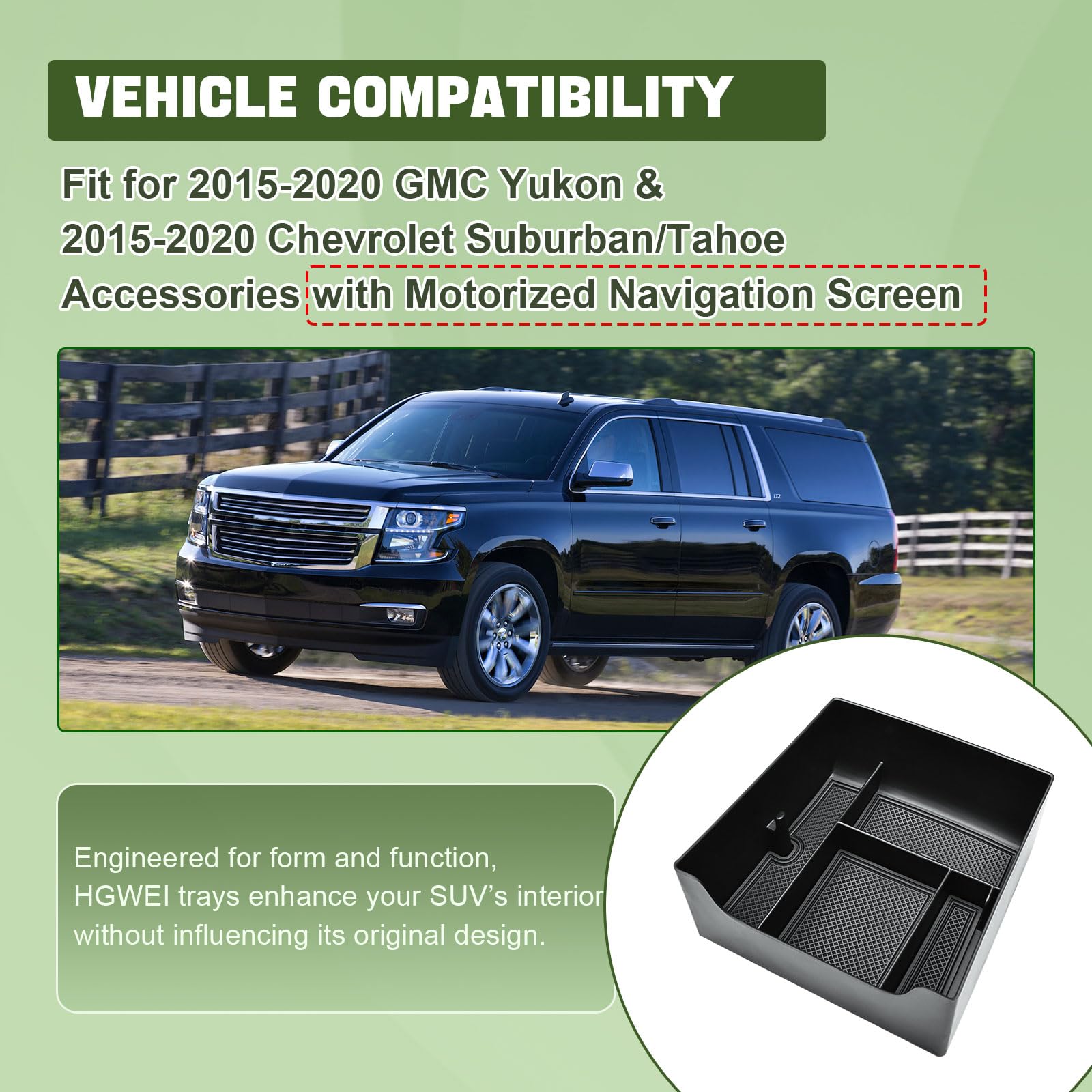 HGWEI center console organizer with ABS matte finish blends with dashboard.