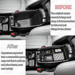 HGWEI center console organizer for Bronco Sport, 4-door fit shown inside cabin.