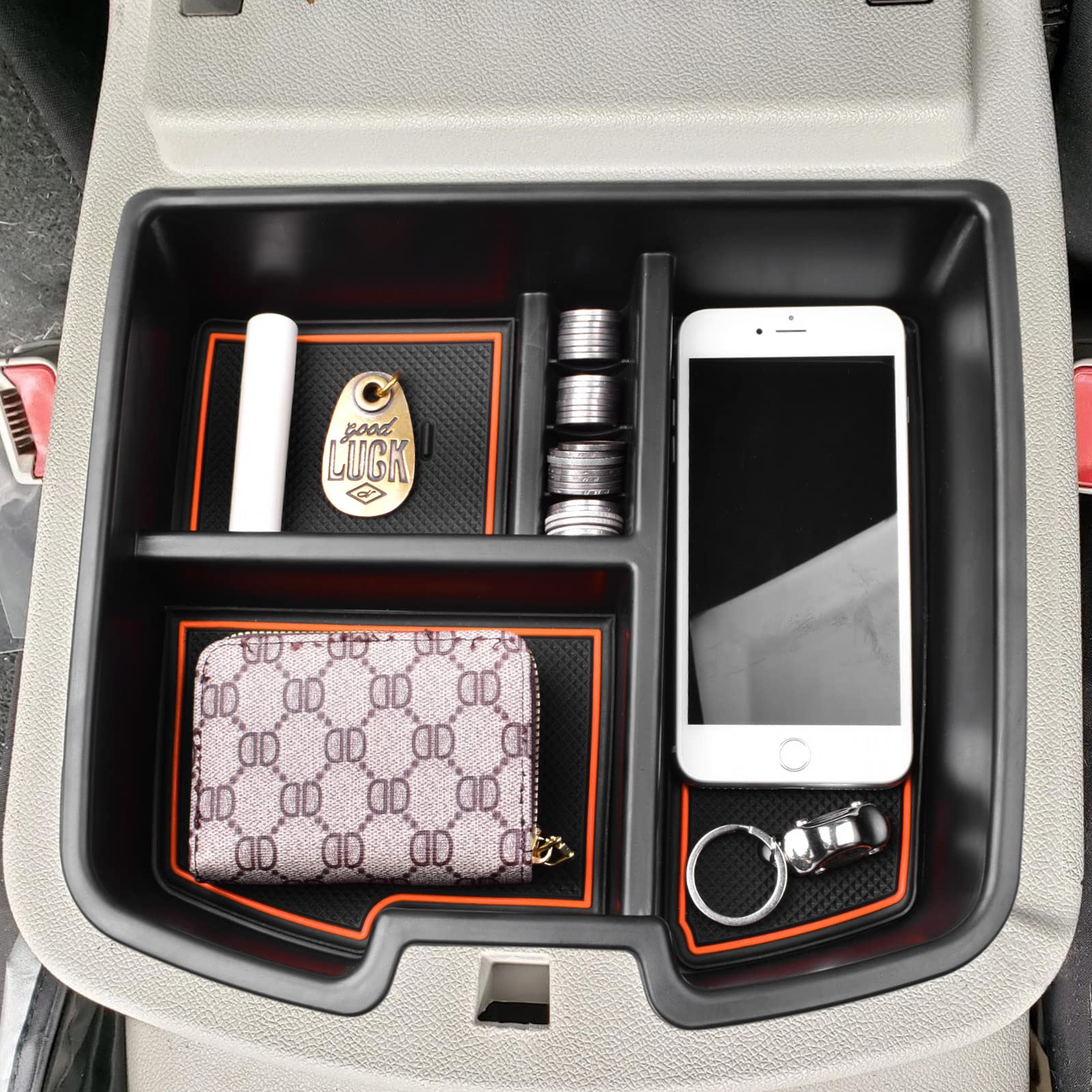 HGWEI compact organizer maximizes space inside the center console