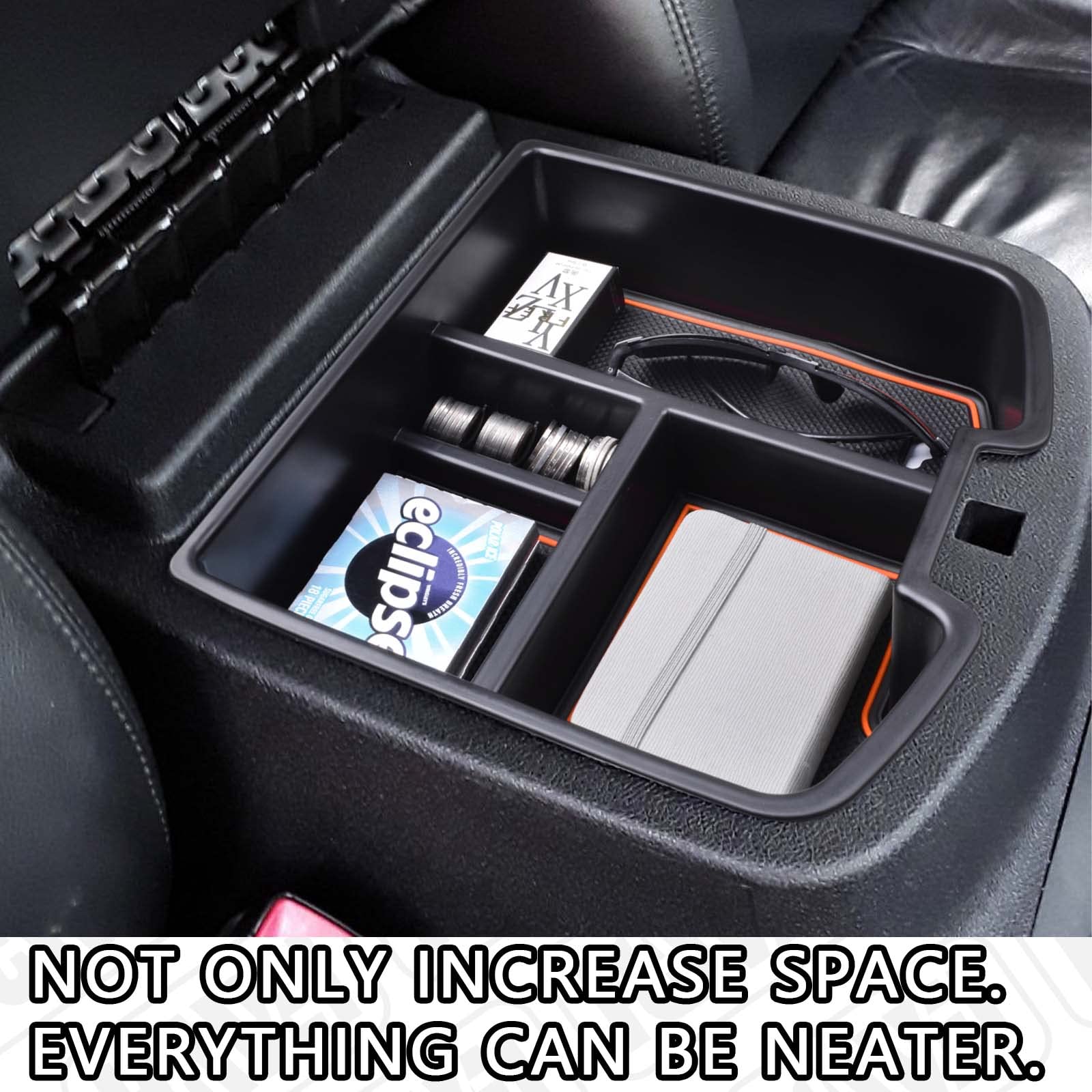 HGWEI center console organizer with ABS and rubber pad for longevity