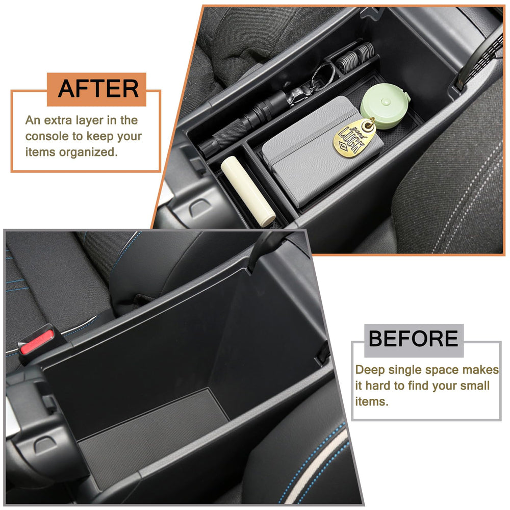 Non-slip pads keep items steady on HGWEI HR-V tray.