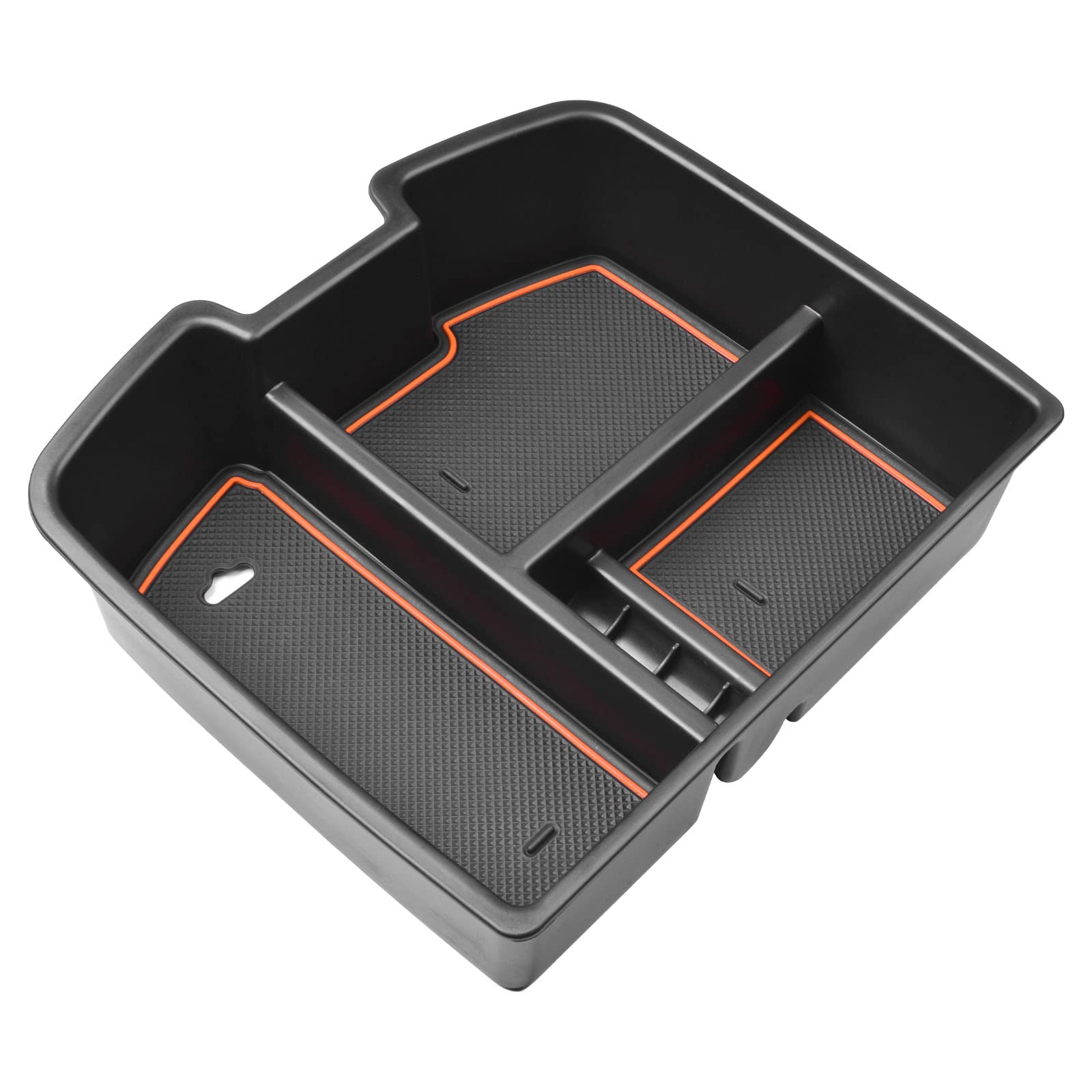 HGWEI orange-trim center console organizer close-up showing durable materials