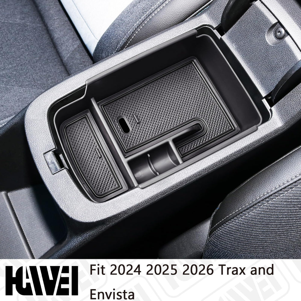 HGWEI center console organizer tray with Envista fit emphasizes divider sections for neat compartments.