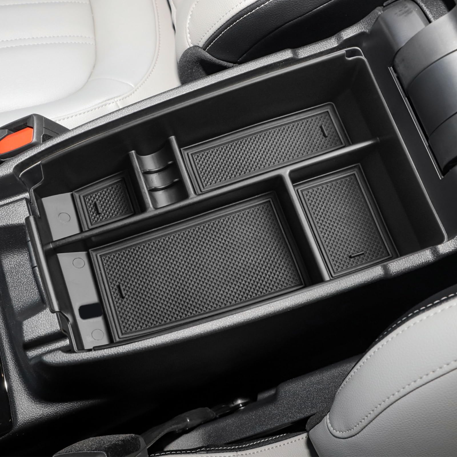 HGWEI Center Console Organizer Tray keeps items neatly in the inside armrest compartment