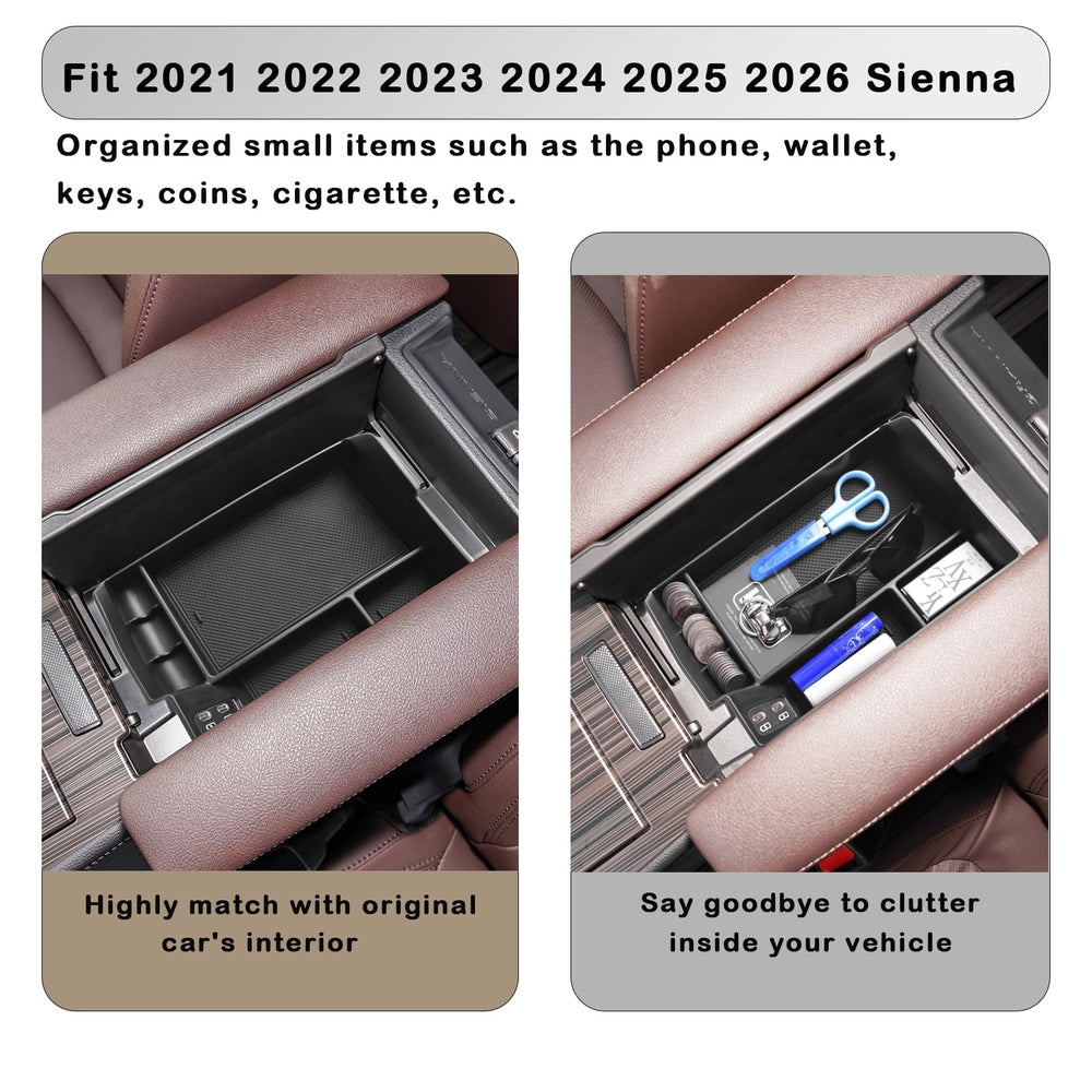HGWEI armrest storage tray helps keep keys and phone organized in the center console.
