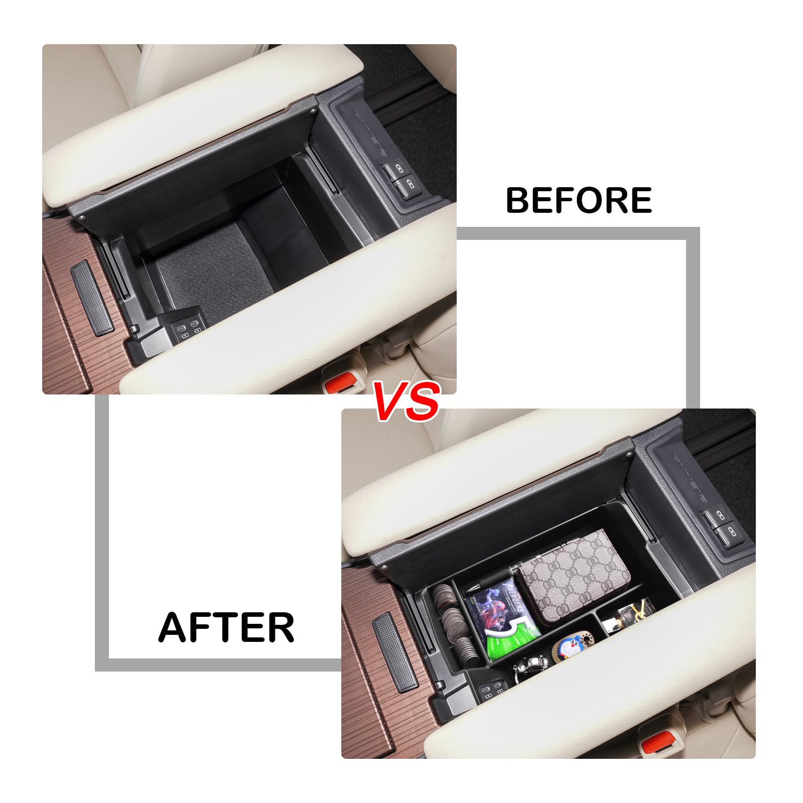 HGWEI durable ABS center console tray for Sienna provides long-lasting quality.