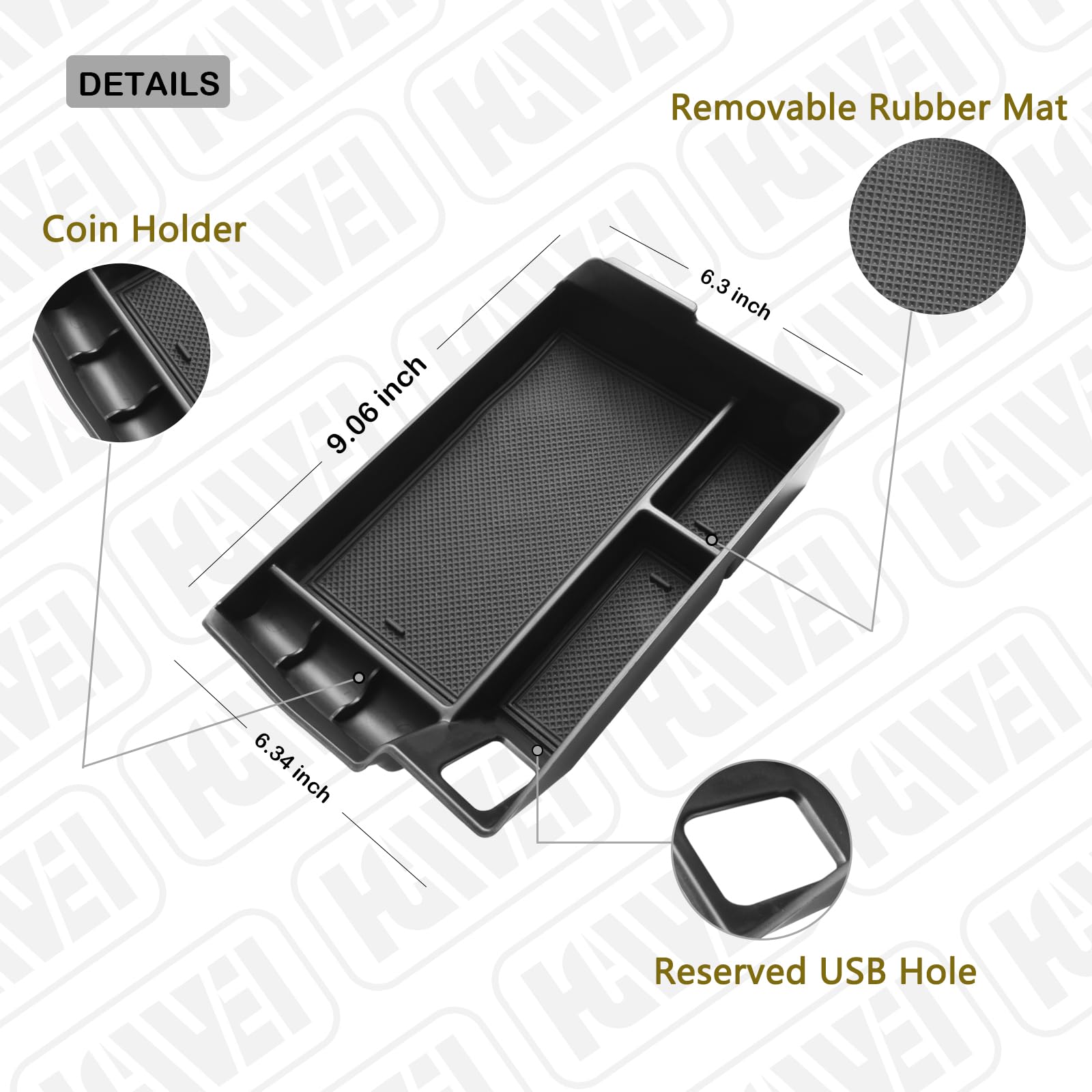HGWEI easy-install center console tray fits without tools for Sienna.