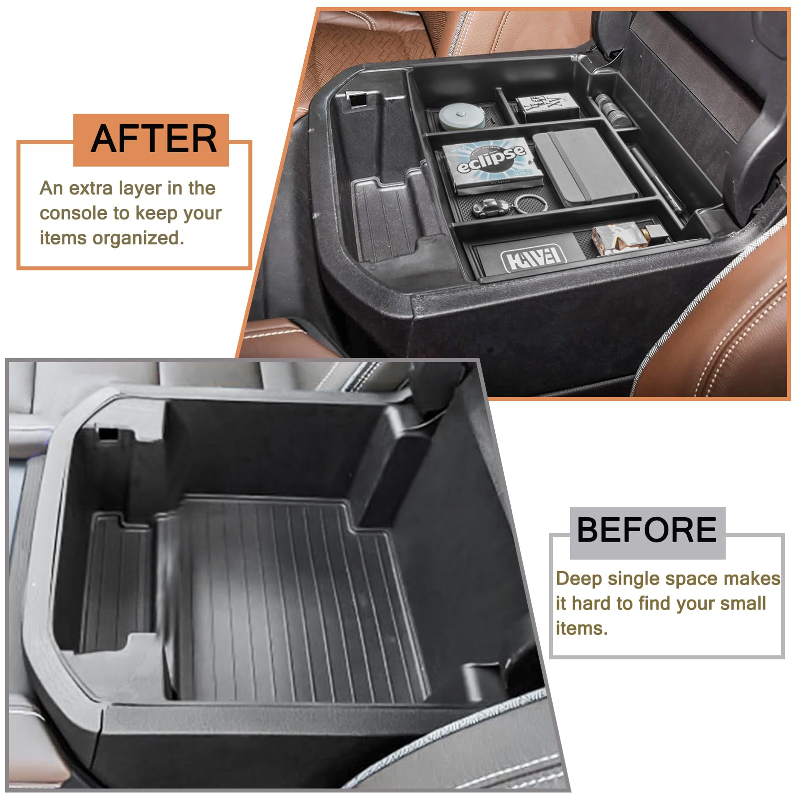HGWEI organizer compartments keep keys, phone, and sunglasses organized.