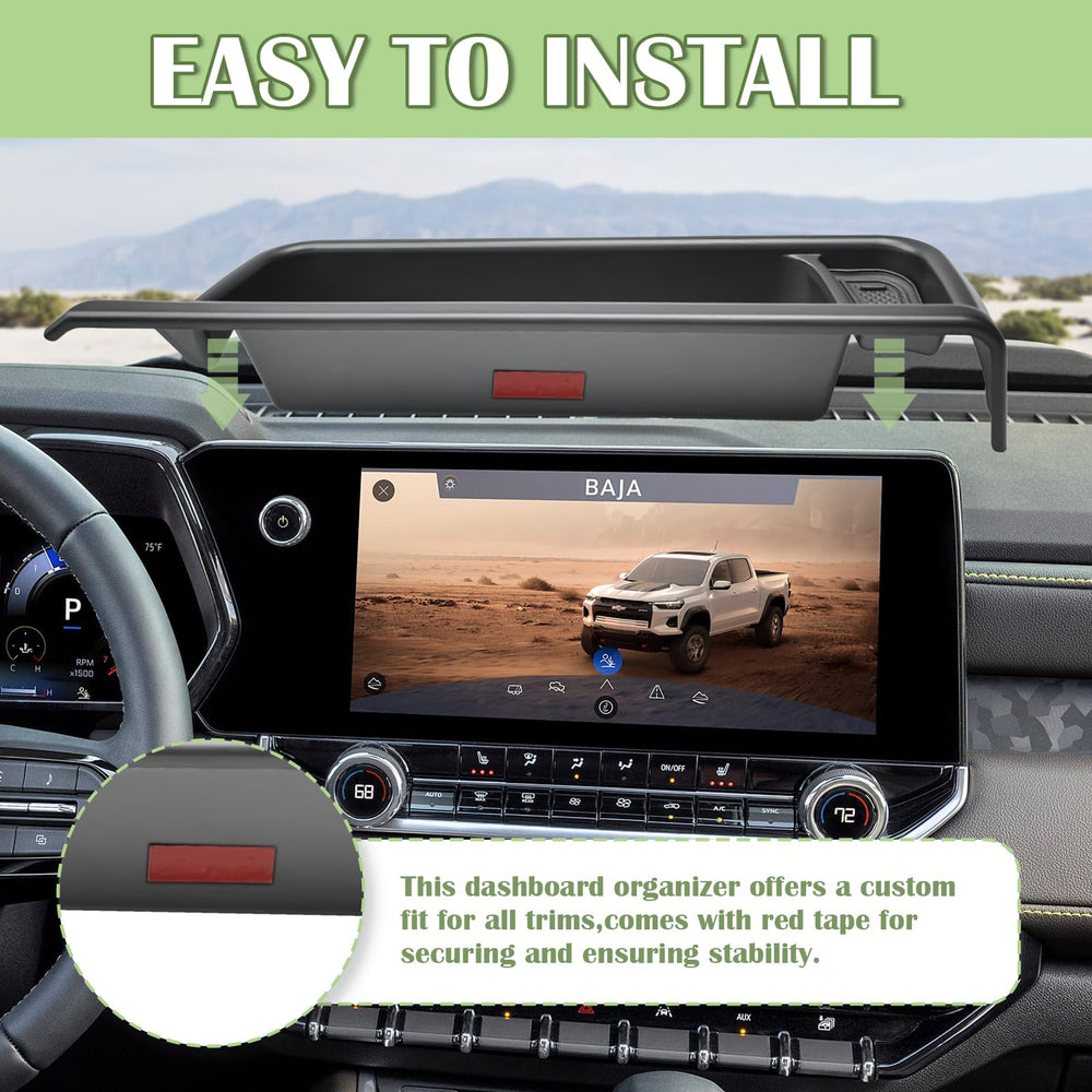 HGWEI dash storage tray in ABS with non-slip mats stabilizes items during driving.