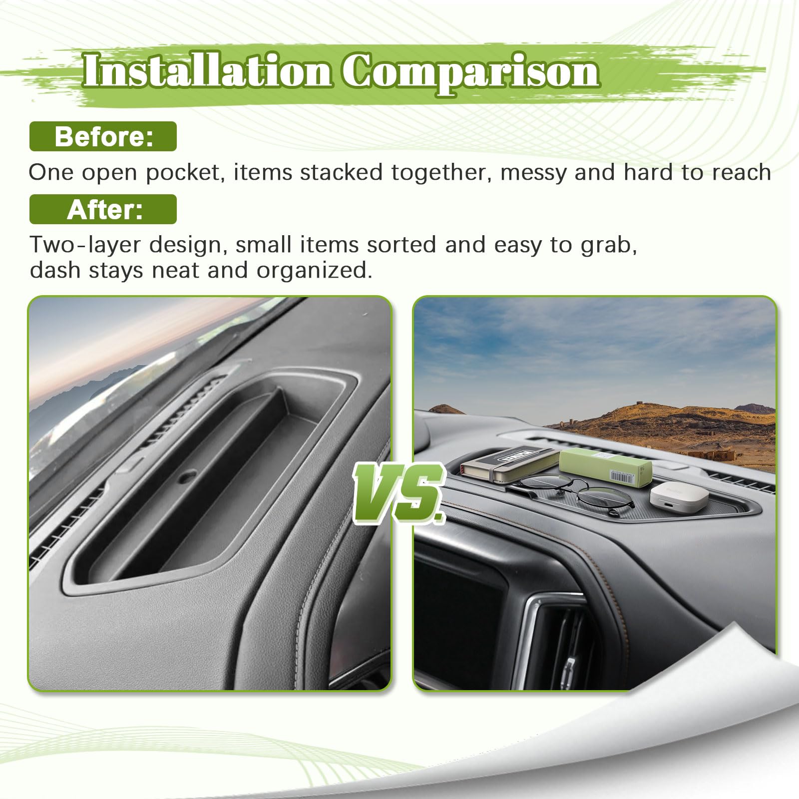 HGWEI dash storage tray fits Silverado 2019–2021 1500 models.