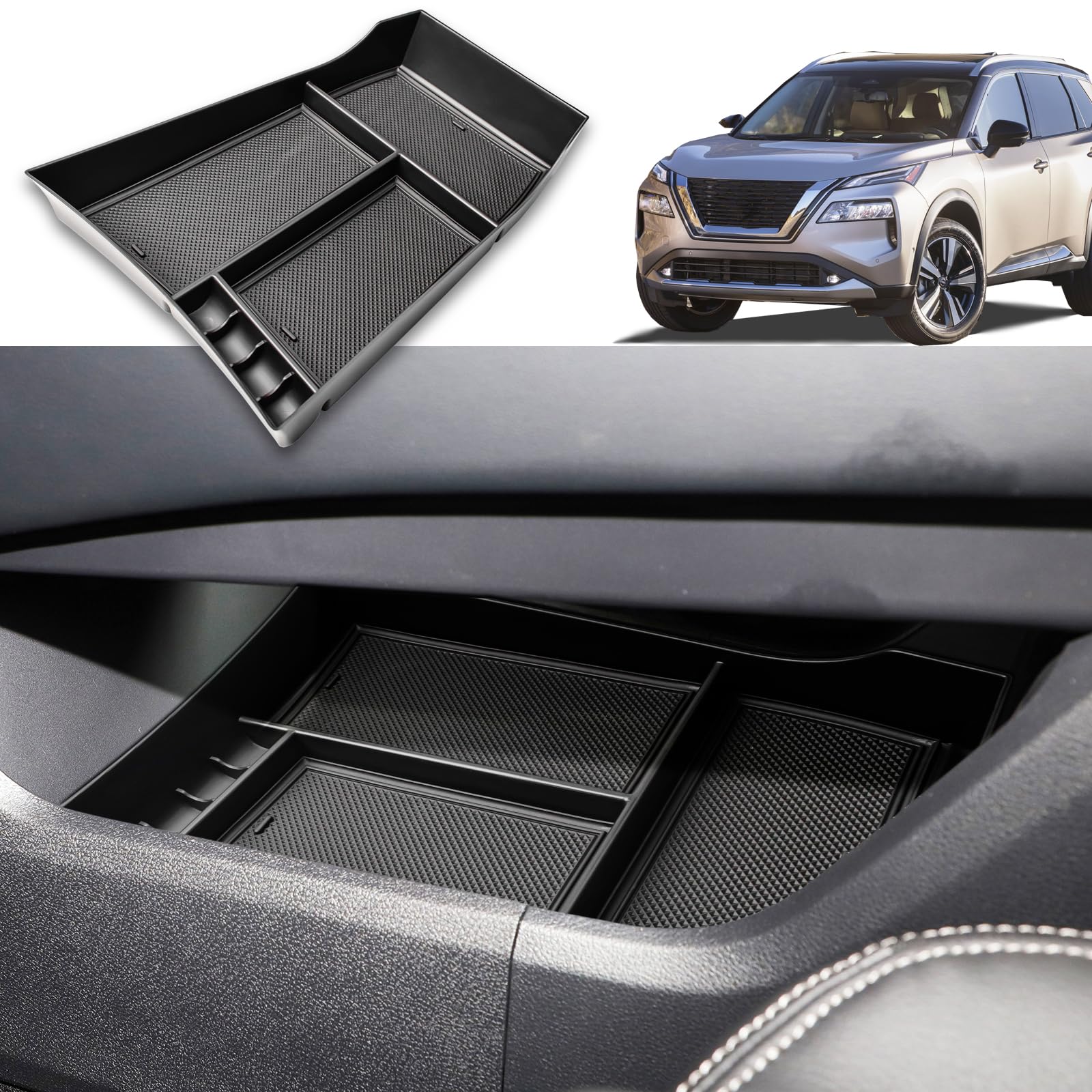 HGWEI lower center console organizer fits Nissan Rogue 2021-2026 for neat storage