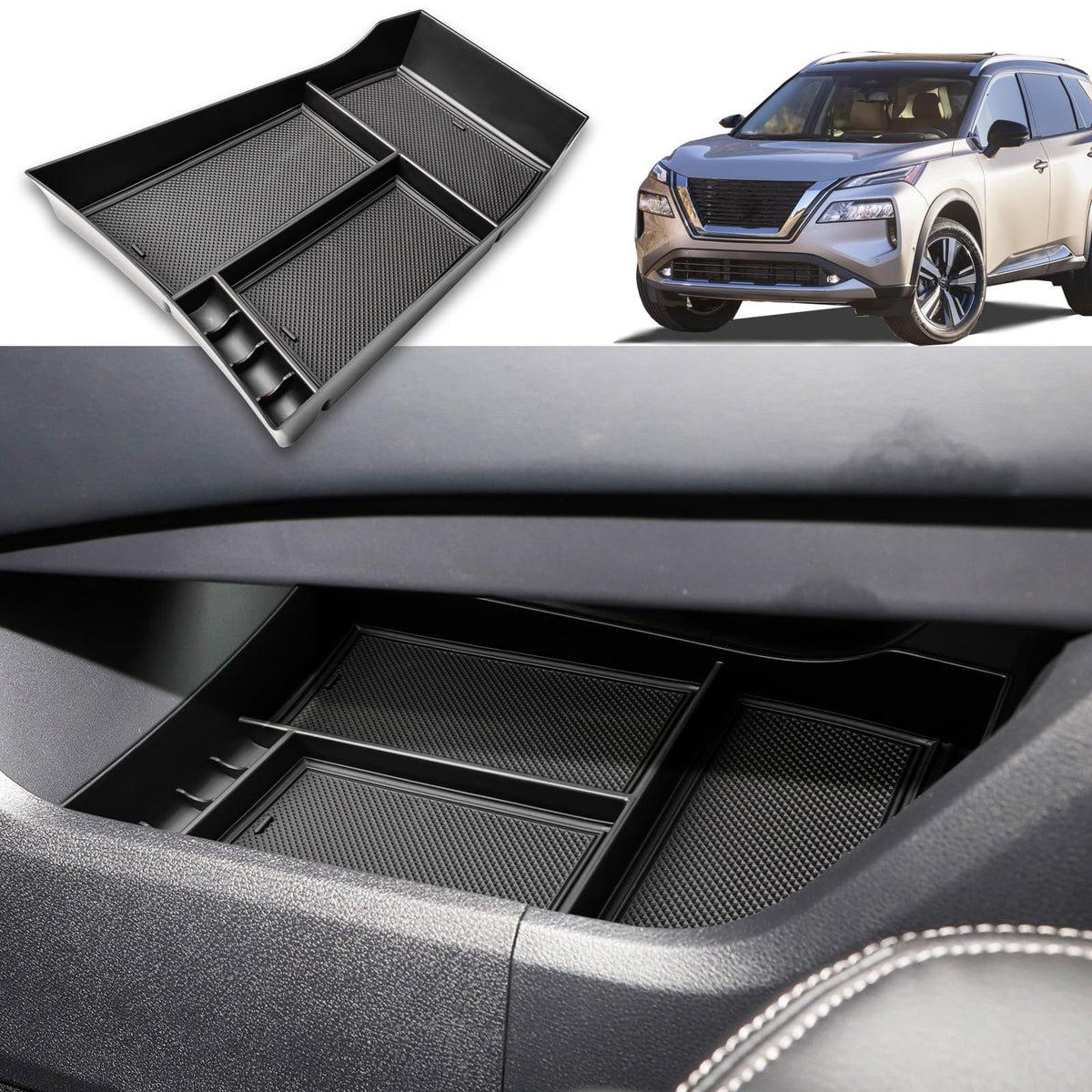 HGWEI lower center console organizer fits Nissan Rogue 2021-2026 for neat storage