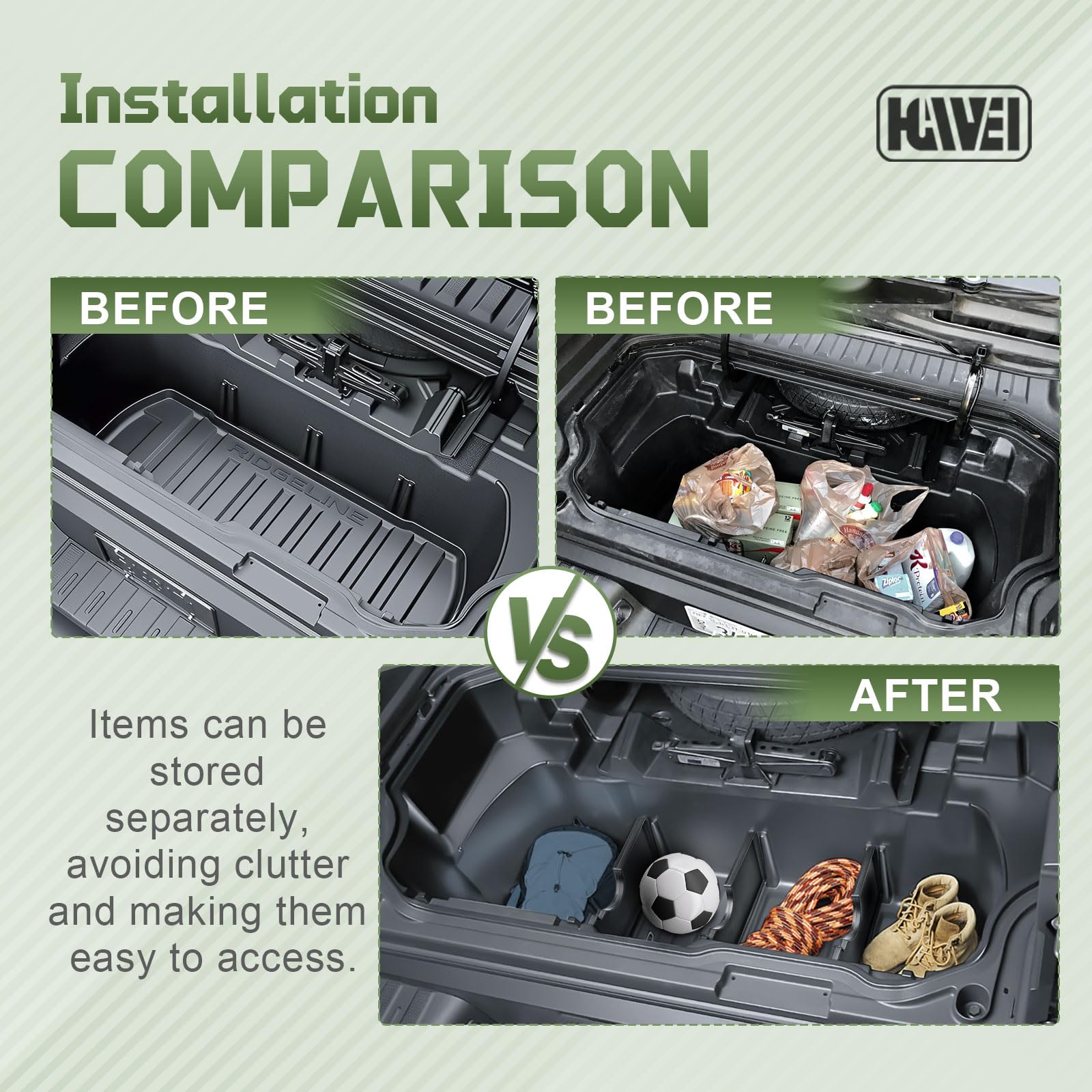 HGWEI trunk divider easy removal for flexible space.
