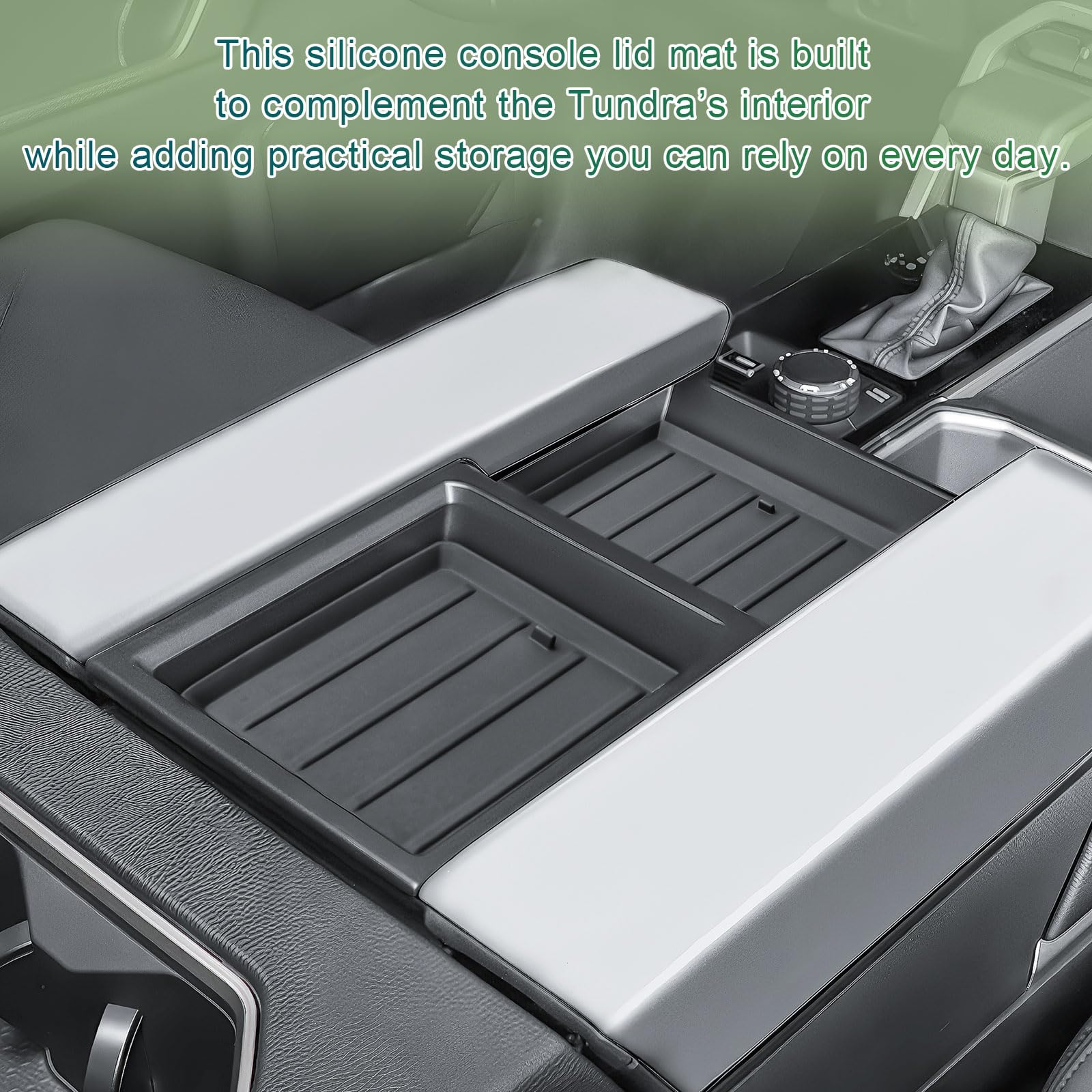 HGWEI tundra armrest lid mat 2-piece set stays securely in place.