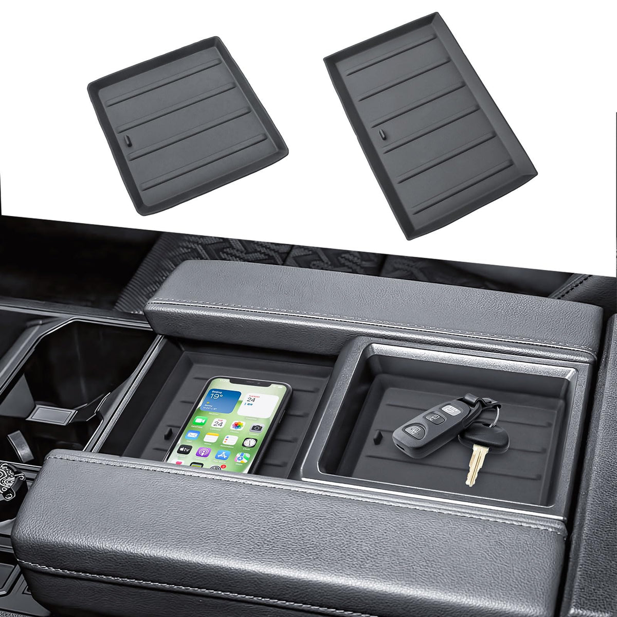 HGWEI tundra center-console liner mats reduce item movement on rough roads.