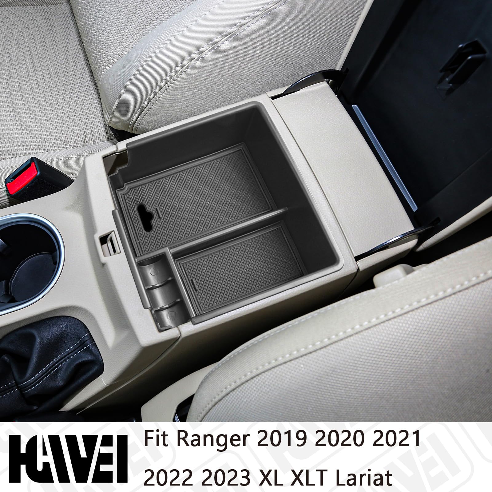 HGWEI two-layer center console design provides quick-access storage.