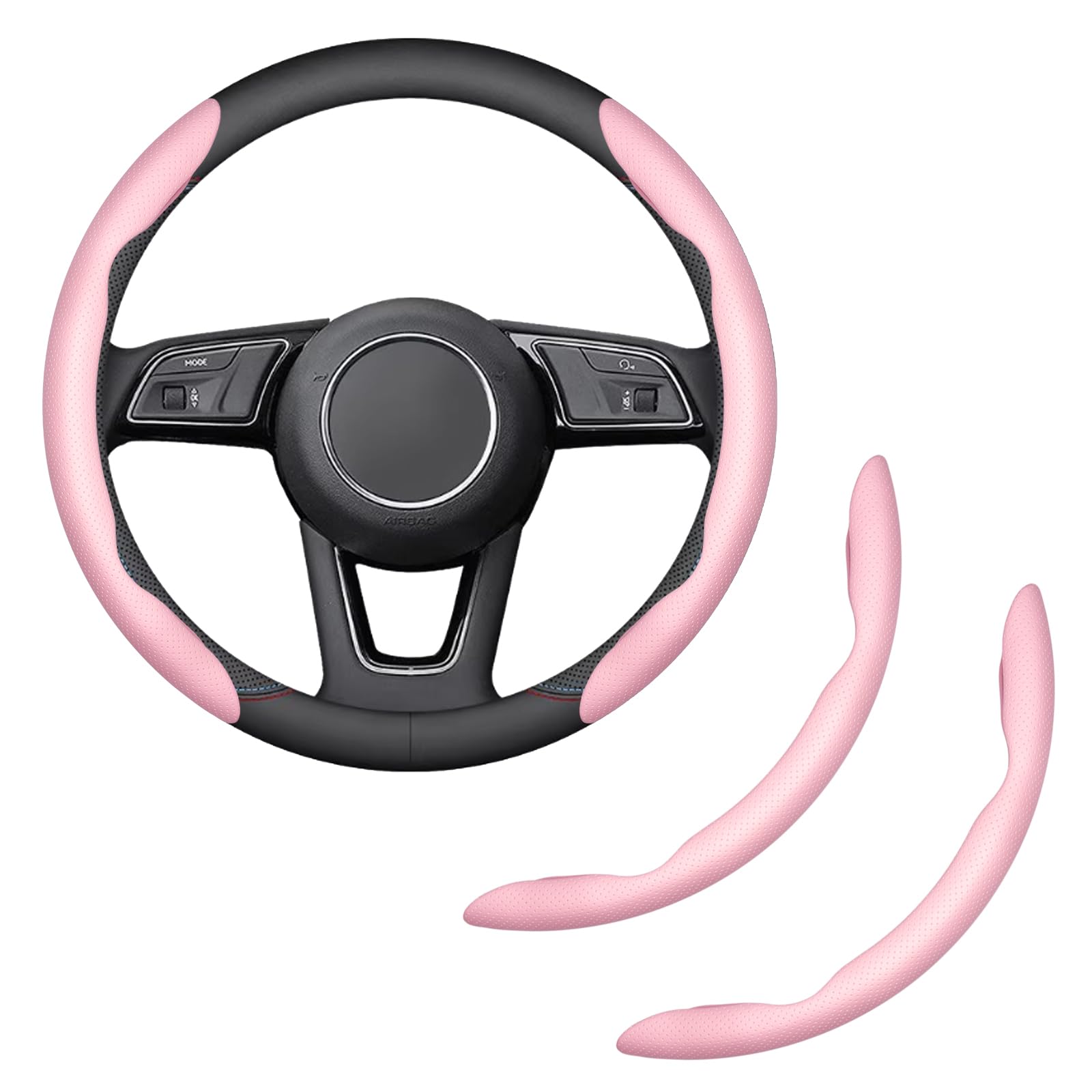 HHZL steering wheel cover with carbon fiber segments provides secure grip and style