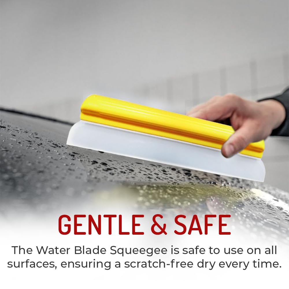HI-TECH 14-inch silicone water blade accelerates drying after wash sessions.