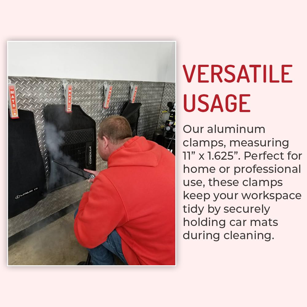 HI-TECH red clamps offer easy wall mounting for organized detailing stations
