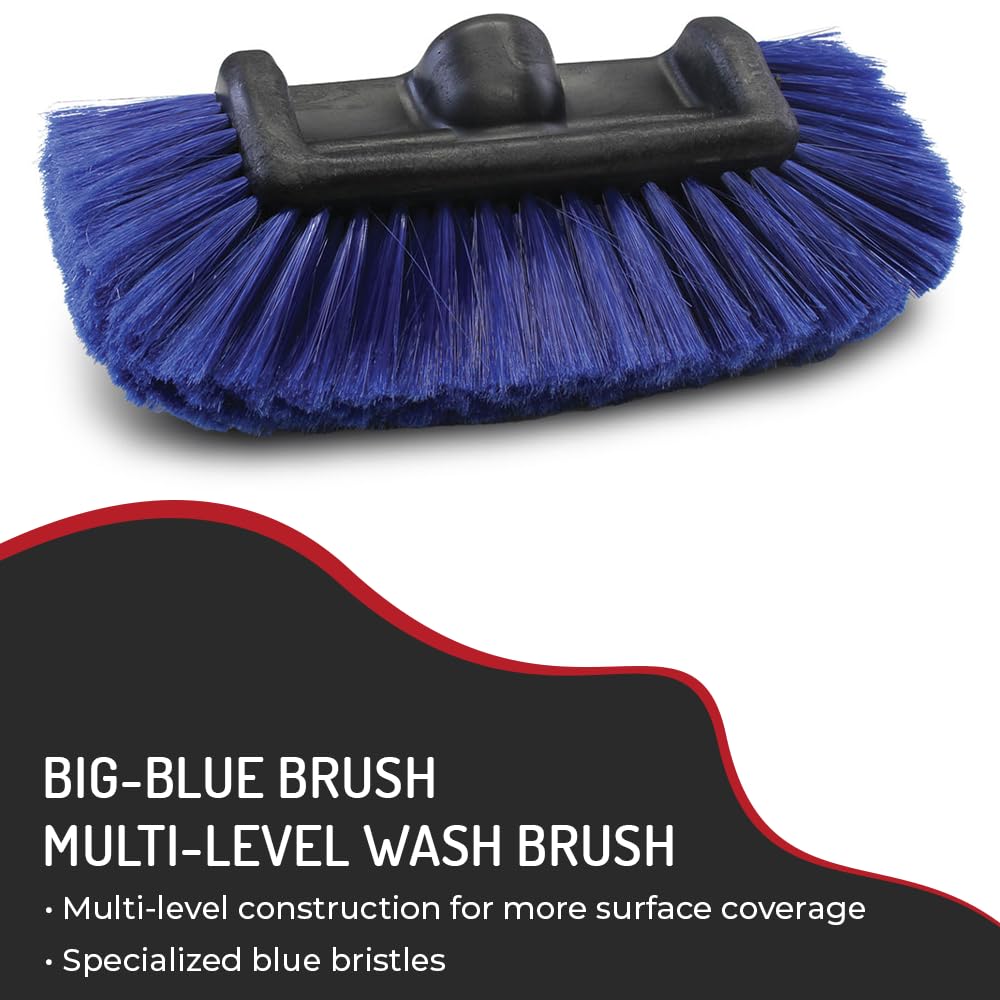 Quad brush design provides broad surface coverage for faster cleaning