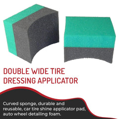 Hi-Tech Tire Dressing Applicator double-wide curved foam hugs tires for even coating