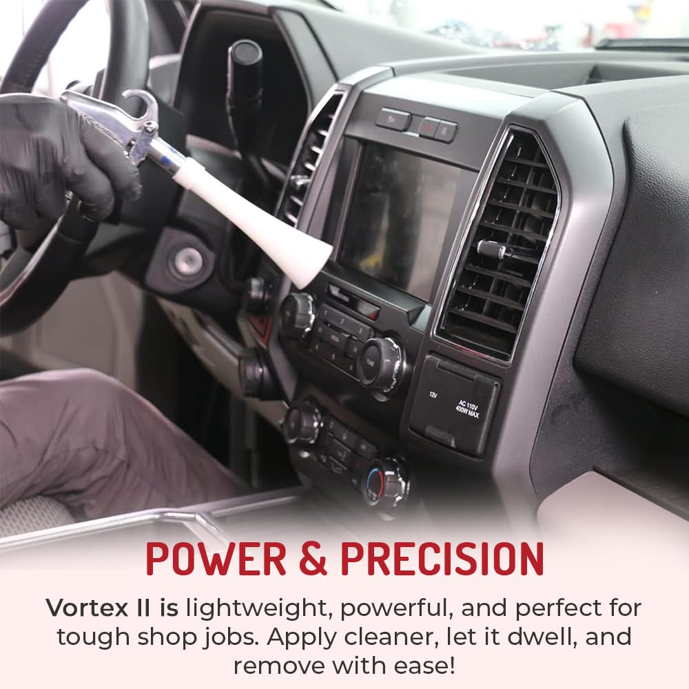 HI-TECH Vortex II blasts dust and dirt from tight crevices, improving surface clarity.